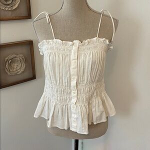 Universal Thread White Linen Blend Coquette Crop NWT